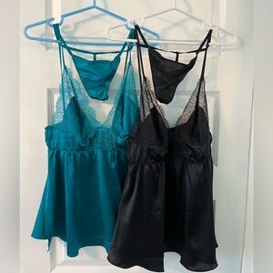 NWOT Victoria’s Secret Lingerie Elegant Lace Trim Satin Camisole Set size Medium